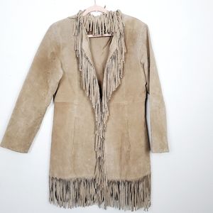 B Lucid Boho Suede Fringe Coat